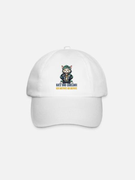 Apfelwein und Katzen Design - Baseballkappe - Weiß/Weiß