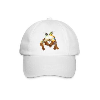 witziges Trachten Motiv - Vögel mit Trachten Hut - Baseballkappe - Weiß/Weiß - Vorne