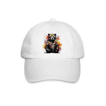Brüllender Bär. Stärke im Graffiti-Stil. - Baseballkappe - Weiß/Weiß - Vorne