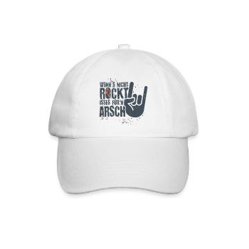Wenns nicht rockt - für'n Arsch Heavy Metal Rock - Baseballkappe - Weiß/Weiß - Vorne