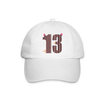 SCHULKIND DREIZEHN - ZAHL 13 - Baseballkappe - Weiß/Weiß - Vorne