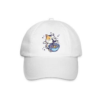 Katze Ramen Anime Japanisch Trickfilm Manga - Baseballkappe - Weiß/Weiß - Vorne