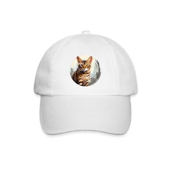 Bengalkatze - Baseballkappe - Weiß/Weiß - Vorne