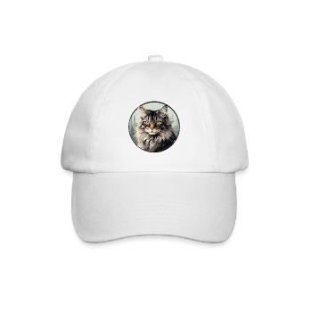 Norwegische Waldkatze - Baseballkappe - Weiß/Weiß - Vorne