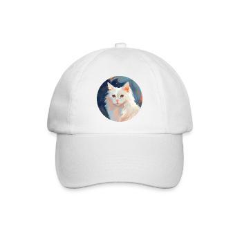 Türkisch Angora Katze - Baseballkappe - Weiß/Weiß - Vorne