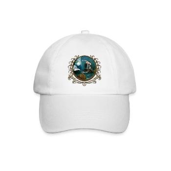 Wunderbare Steampunk-Meerjungfrau in der Tiefsee - Baseballkappe - Weiß/Weiß - Vorne