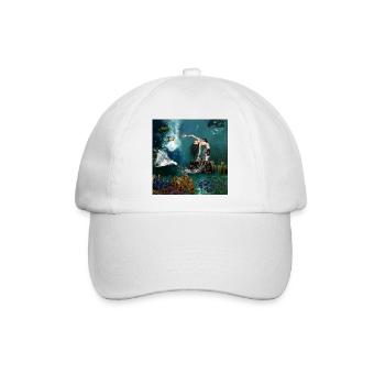 Wunderbare Steampunk-Meerjungfrau in der Tiefsee - Baseballkappe - Weiß/Weiß - Vorne