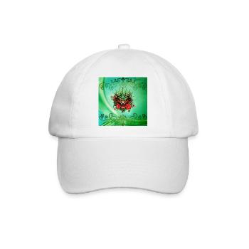 Wunderschöner bunter Drachenkopf mit Blumen. - Baseballkappe - Weiß/Weiß - Vorne