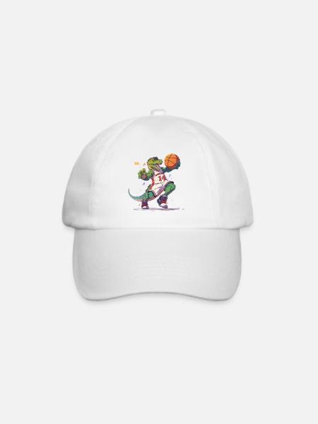 Basketball Dinosaurier T-Rex Spieler Sport Cartoon - Baseballkappe - Weiß/Weiß