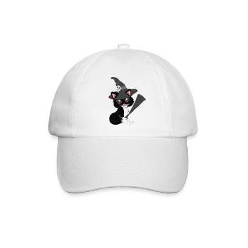 Kätzchen, hexen Design, Mädchen - Baseballkappe - Weiß/Weiß - Vorne