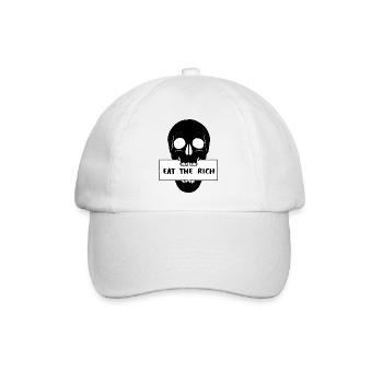 Totenkopf Schädel mit Schild "Eat the Rich" - Baseballkappe - Weiß/Weiß - Vorne