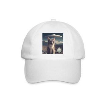 Katze UFO - Baseballkappe - Weiß/Weiß - Vorne