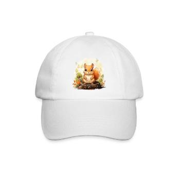 Eichhörnchen im Wald, handgemalt - Wasserfarben - Baseballkappe - Weiß/Weiß - Vorne