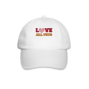 Ich Liebe Haustiere Herz Statement Heimtier Tiere - Baseballkappe - Weiß/Weiß - Vorne