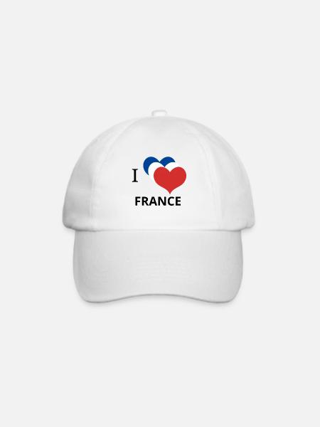 Ich liebe FRANKREICH Typografie Design Logo - Baseballkappe - Weiß/Weiß