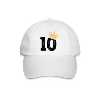 10 Krone 10. Geburtstag 10 Jahre - Baseballkappe - Weiß/Weiß - Vorne
