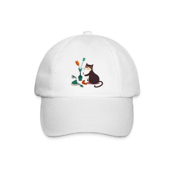 Lustige Katze - Baseballkappe - Weiß/Weiß - Vorne