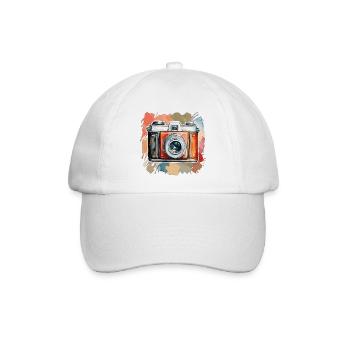 Kamera / Fotoapperat / Foto / Bild / Aufnahme - Baseballkappe - Weiß/Weiß - Vorne