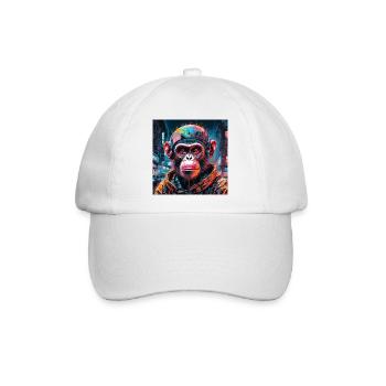 Cyberpunk-Affe - Baseballkappe - Weiß/Weiß - Vorne
