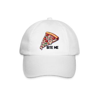 Bite me Pizza - Baseballkappe - Weiß/Weiß - Vorne