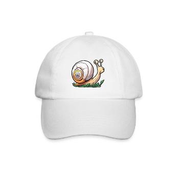 Schnecke / Tier / kriechen / Schleimig / langsam - Baseballkappe - Weiß/Weiß - Vorne