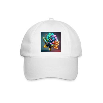 Bunte Rose - Baseballkappe - Weiß/Weiß - Vorne