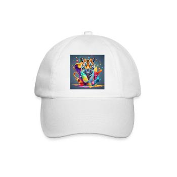 bunter Löwe - Baseballkappe - Weiß/Weiß - Vorne