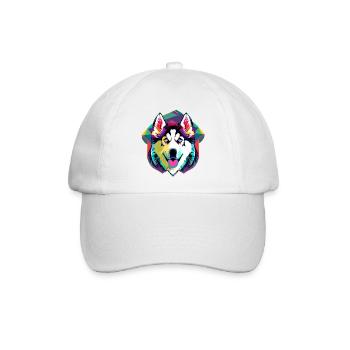 Farbenfroher Husky  - Baseballkappe - Weiß/Weiß - Vorne
