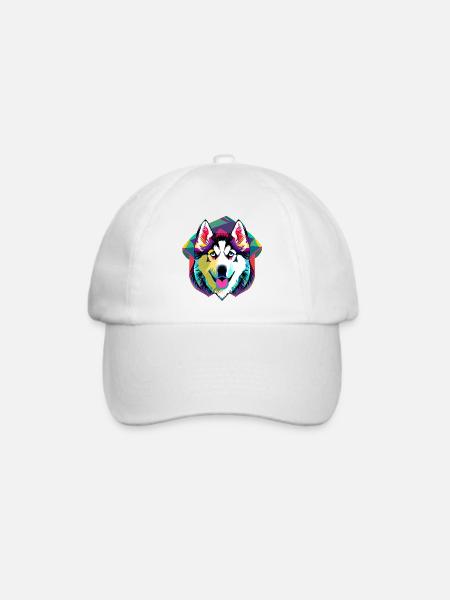Farbenfroher Husky - Baseballkappe - Weiß/Weiß
