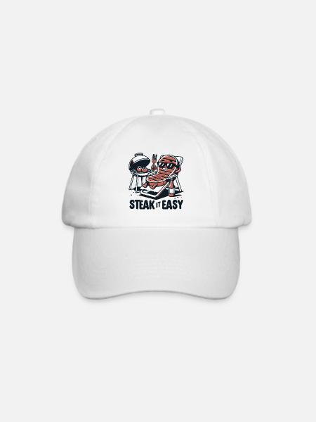 steak it easy grillen grill geschenk lustig chill - Baseballkappe - Weiß/Weiß