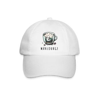 mählounge melange schaf lounge wortspiel kaffee - Baseballkappe - Weiß/Weiß - Vorne
