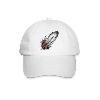 Feder /Schreibfeder / Vogelfeder / Dauenenfeder - Baseballkappe - Weiß/Weiß - Vorne