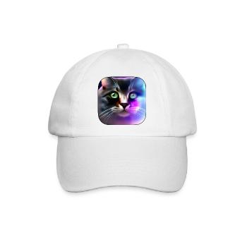 Neonkatze Farbenspiel Portrait - Baseballkappe - Weiß/Weiß - Vorne
