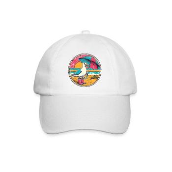 Bunte Pop Art Möwe Gummistiefel und Regenschirm - Baseballkappe - Weiß/Weiß - Vorne