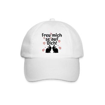 Freu mich so auf Dich Liebe - Hasen Paare - Baseballkappe - Weiß/Weiß - Vorne