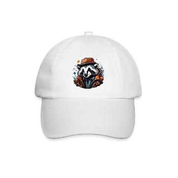 Dachs / Nagetier / Tier / Streifen / Wild - Baseballkappe - Weiß/Weiß - Vorne