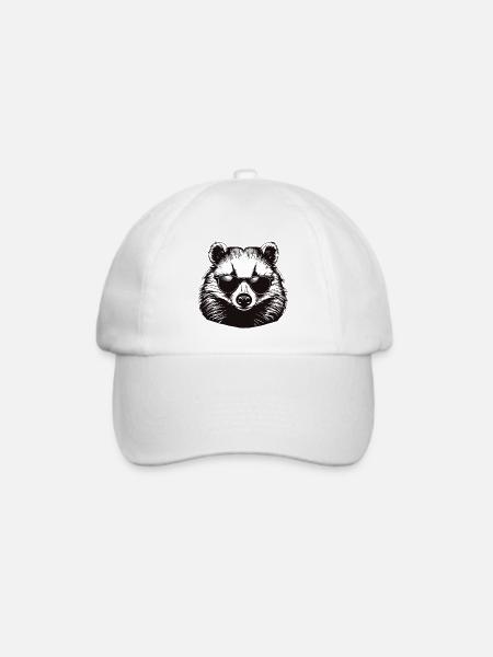 Dachs / Nagetier / Tier / Streifen / Wild - Baseballkappe - Weiß/Weiß