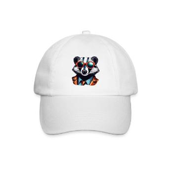 Dachs / Nagetier / Tier / Streifen / Wild - Baseballkappe - Weiß/Weiß - Vorne
