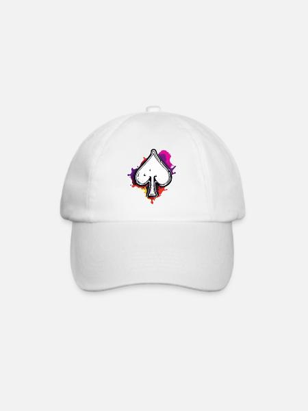 Pik / Spielkarte / Poker / Symbol / schwarz / Skat - Baseballkappe - Weiß/Weiß
