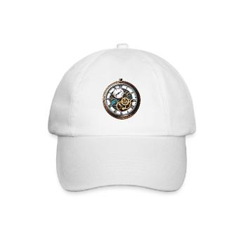 Uhr / Uhrwerk / Uhrzeit / Zeiger / Zeit / Antik - Baseballkappe - Weiß/Weiß - Vorne