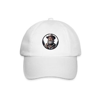 Holzfäller / Mann / Bart / Wald / Hemd / Baum - Baseballkappe - Weiß/Weiß - Vorne