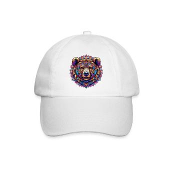 Bär mit Mandalas verziert - Baseballkappe - Weiß/Weiß - Vorne
