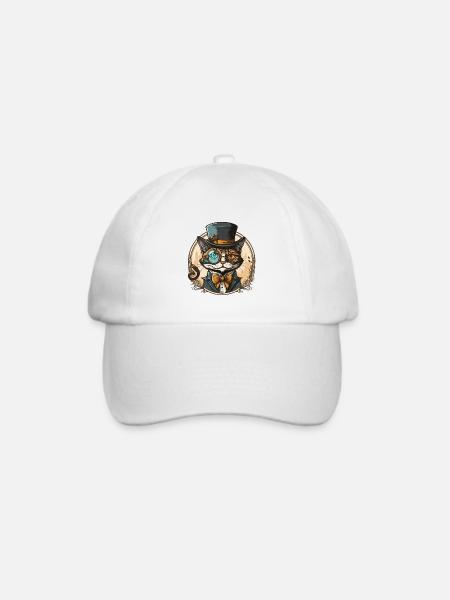 Stilvolle Katze - Baseballkappe - Weiß/Weiß