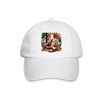 Fuchs im Wald Retro Vintage Street Art Style - Baseballkappe - Weiß/Weiß - Vorne