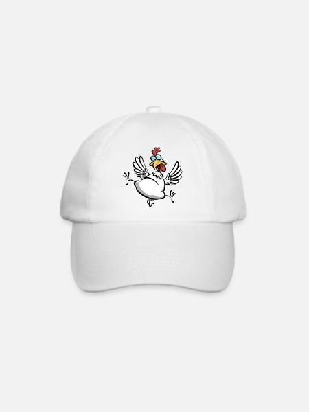 verrücktes Huhn, Hühnerfan, lustiges Huhn Cartoon - Baseballkappe - Weiß/Weiß