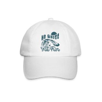 No Waves No Fun - Surfer - Geschenk - Baseballkappe - Weiß/Weiß - Vorne