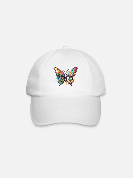 Schmetterling / Tier / Insekt / fliegen / Sommer - Baseballkappe - Weiß/Weiß