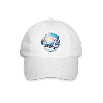 Schneekugel / Winterzauber / Schnee / Souvenir - Baseballkappe - Weiß/Weiß - Vorne