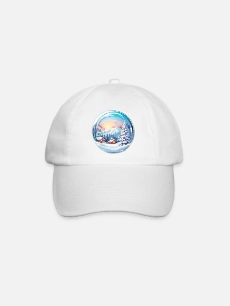 Schneekugel / Winterzauber / Schnee / Souvenir - Baseballkappe - Weiß/Weiß