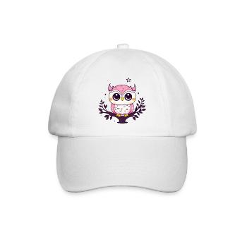 Süße Eule in Pink - Baseballkappe - Weiß/Weiß - Vorne